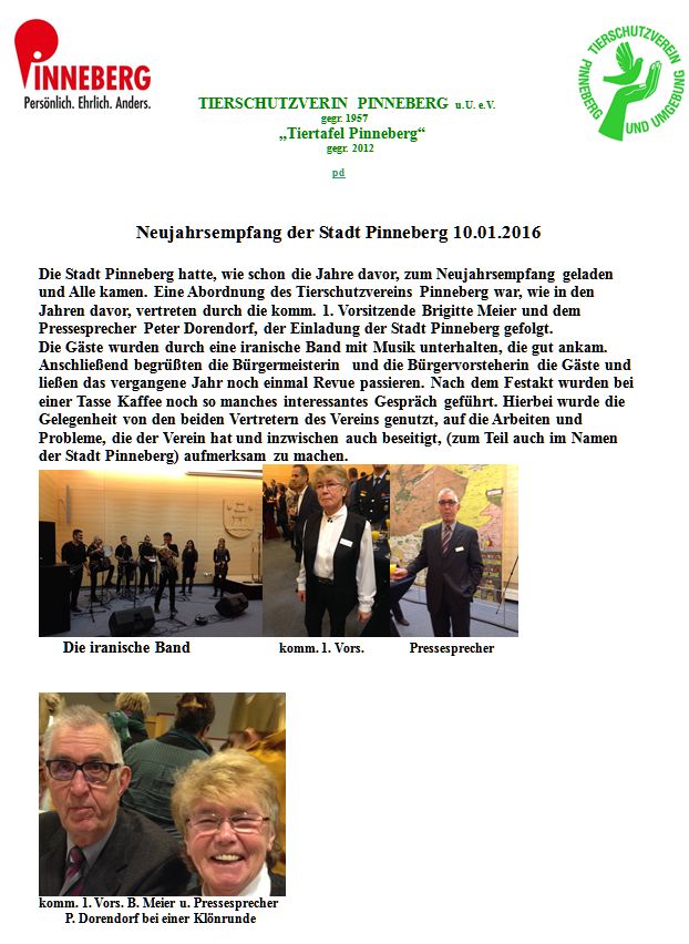 Titel Neujahrsempfang der Stadt Pinneberg