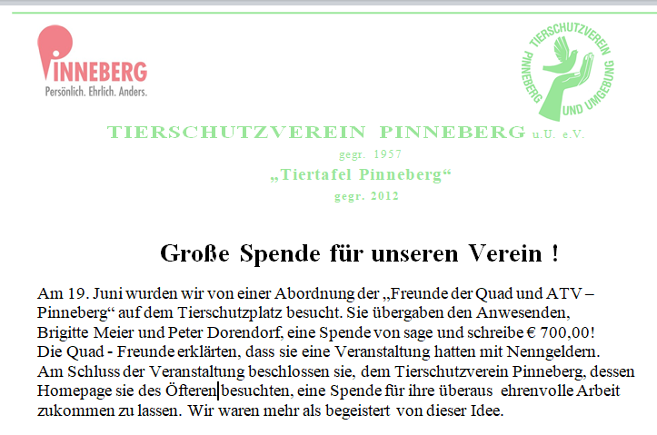 Große Spende für unseren Verein