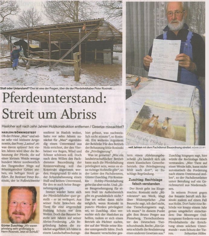 2010-01-15 Pferdeunterstand - Streit um Abriss 2010-01-15 Pferdeunterstand - Sterit um Abriss