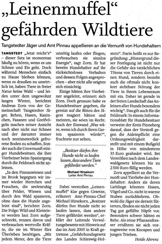 2010-02-23 Leinenmuffel gefährden Wildtiere 2010-02-23 Leinenmuffel gefährden Wildtiere