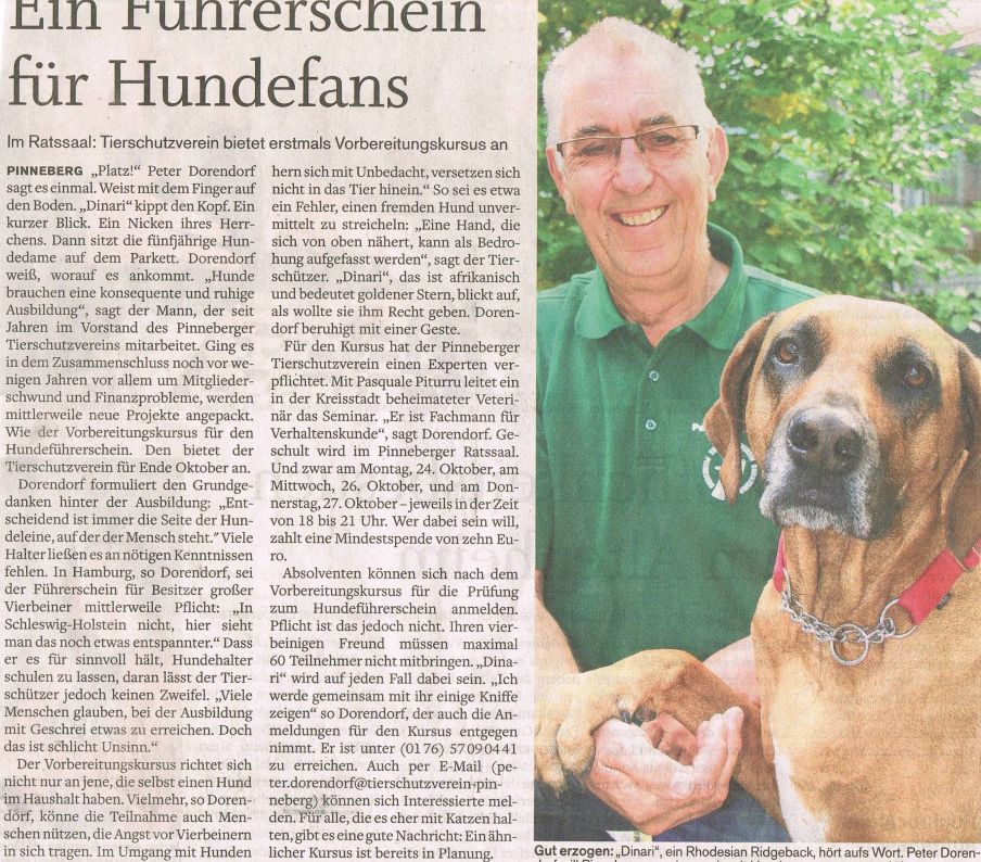 2010-09-29 Pressebericht zum Hundeführerschein