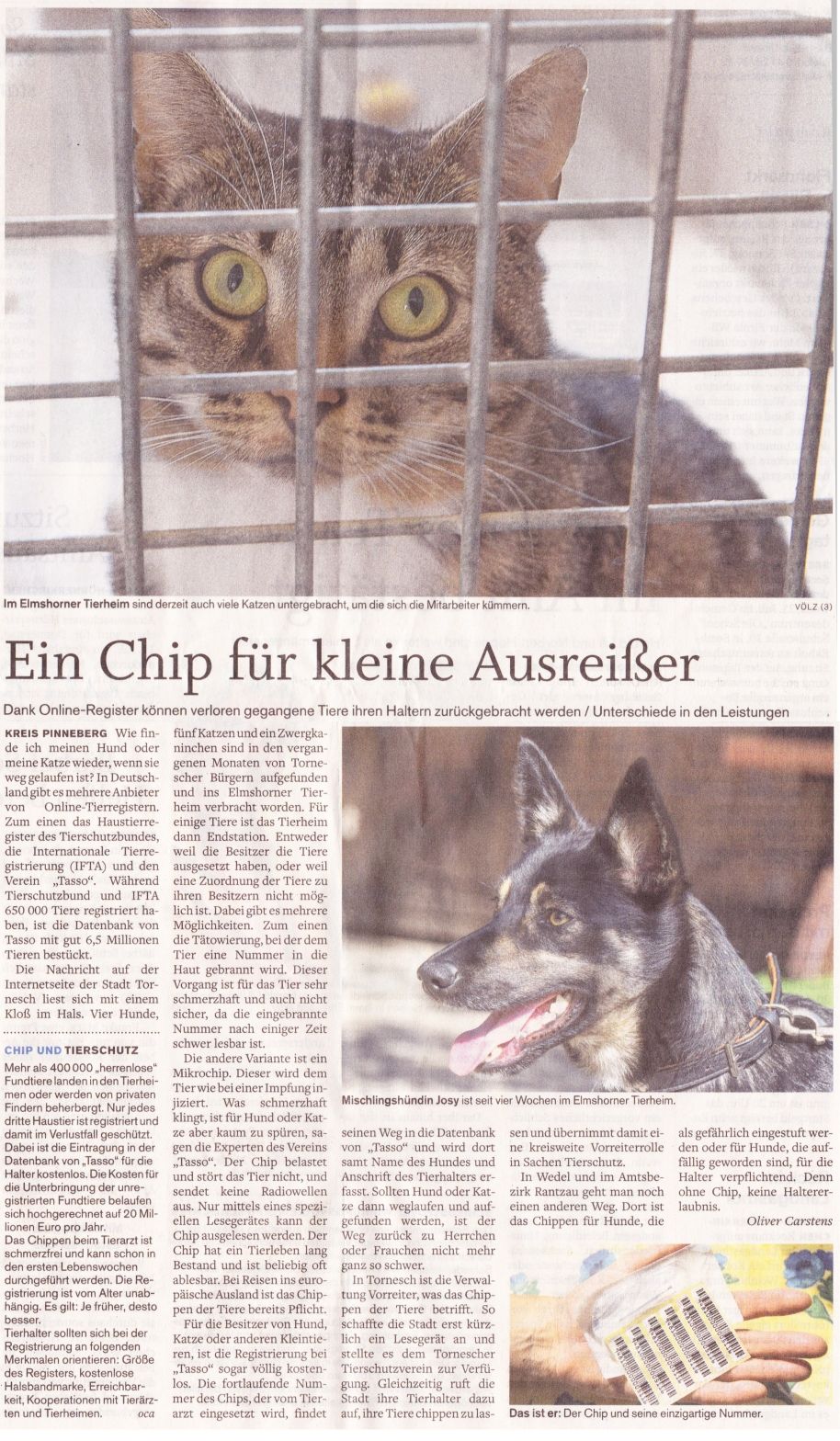 2012-07-17 Pressebericht über den Chip für Tiere