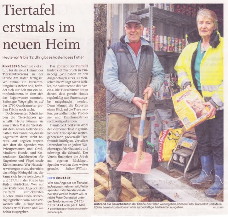 2014-01-11 Pressebericht über den neuen Standort der Tiertafel
